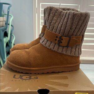 UGG Tan and Brown Knit Cuff Boots